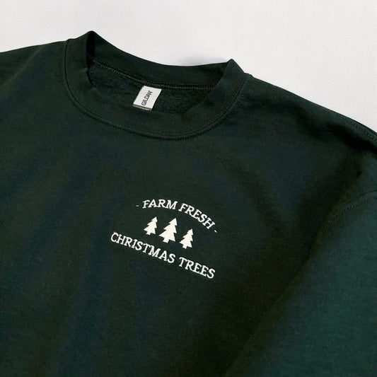 Farm Fresh Christmas Trees Crewneck Sweatshirt - Hunter Green