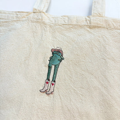 Cowgirl Frog Canvas Tote